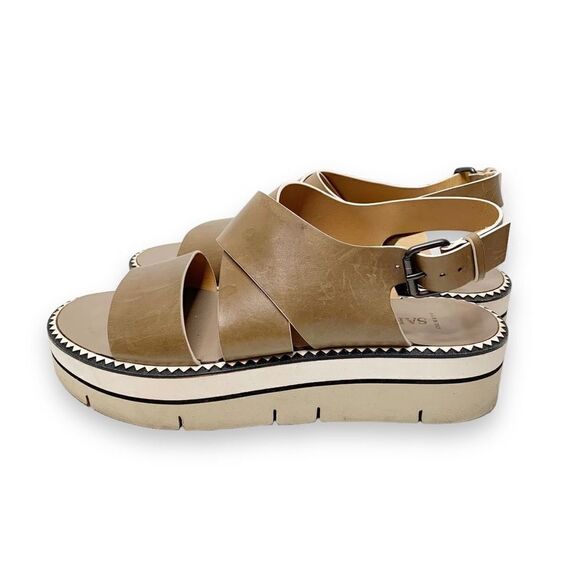 Sartore Paris Chunky Leather Flat-form Platform Taupe Sandals Women’s Size 8-8.5 - Picture 1 of 11